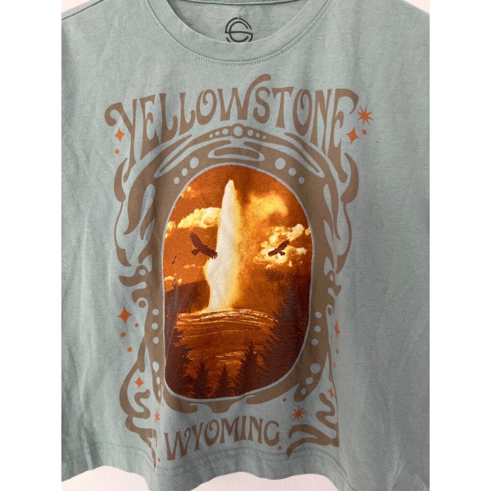 Social Culture Yellowstone Wyoming Crop XS Boho T-Shirt Tee Geyser - Picture 5 of 5